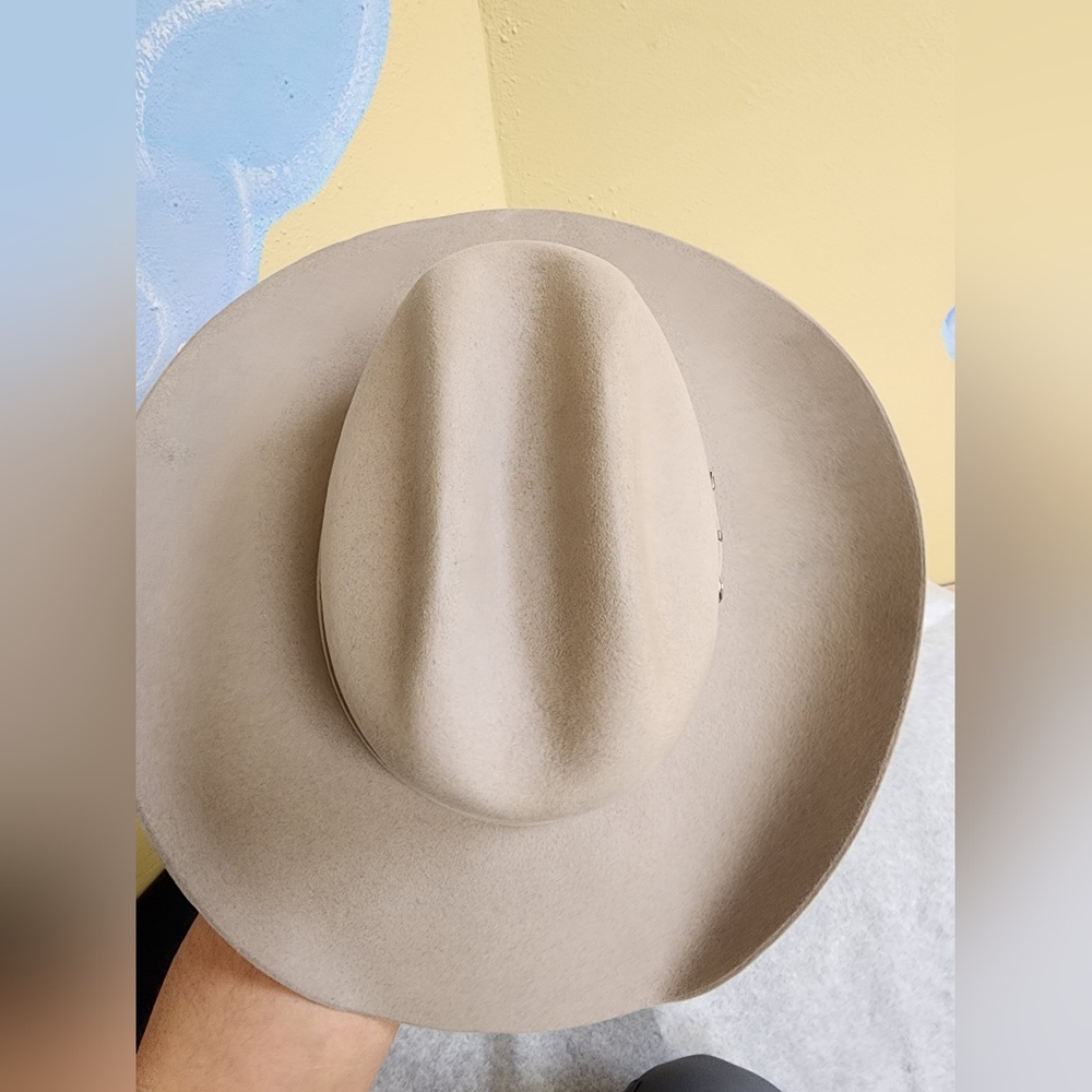 Men's Classic Wide-Brim Felt Cowboy Hat - Taupe - Picture 4 of 6